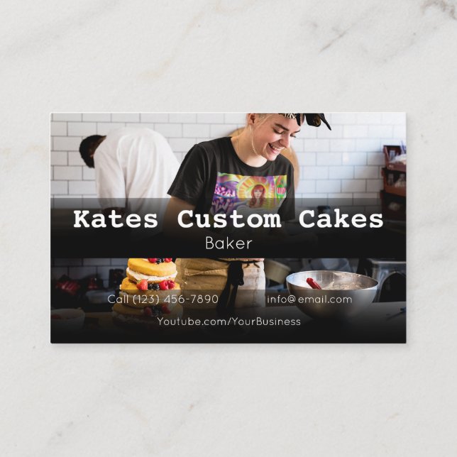 Custom Cake Baker Birthday Business Company Business Card (Back)