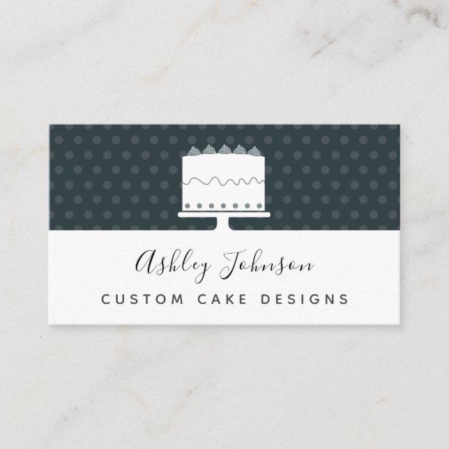 Custom Cake Designs Pastry Chef Decorator Elegant  Business Card (Front)