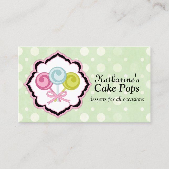 Custom Cake Pops Bakery Business Card (Front)
