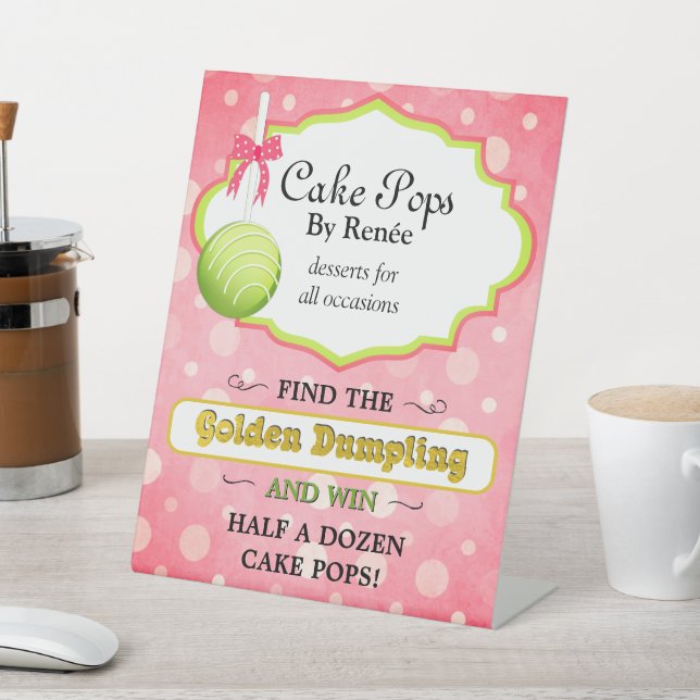 Custom Cake Pops Bakery Pedestal Sign (In SItu)