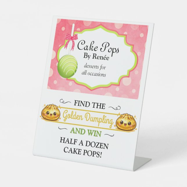 Custom Cake Pops Bakery V3 Pedestal Sign (Front)