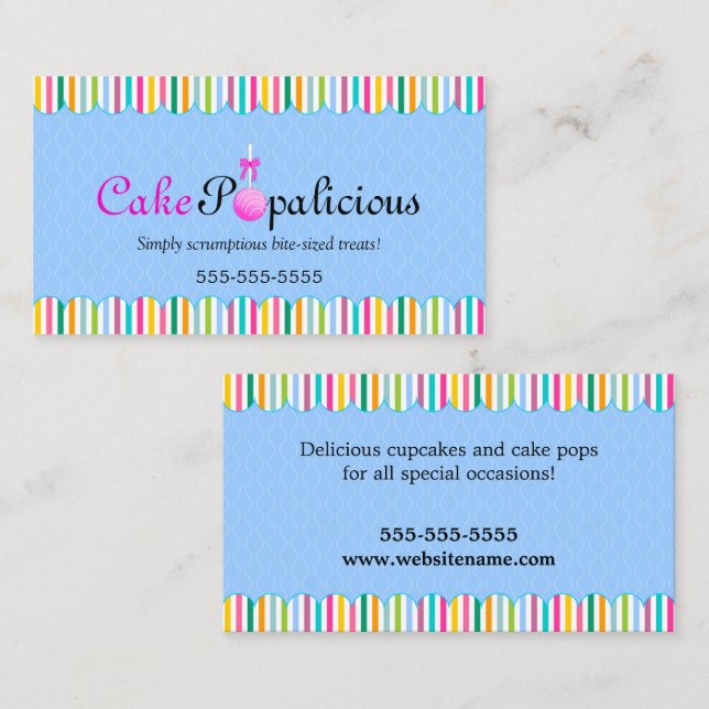 CUSTOM Cake Pops Business Card (Front/Back)