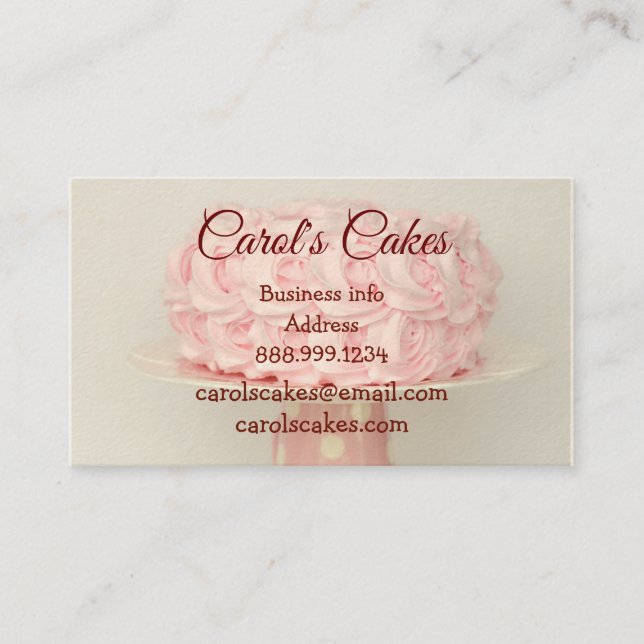 Custom Cake & Wedding Cake Design Bakers Business  Card (Front)