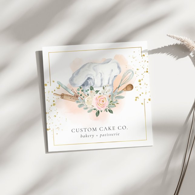 Custom Cakes Bakery Chef Hat Tools Business Card (Creator Uploaded)