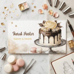 Custom Cakes Bakery pastry watercolor  Business  Card