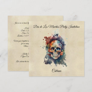 Custom Calavera Hermosa Day of the Dead Skull Invitation