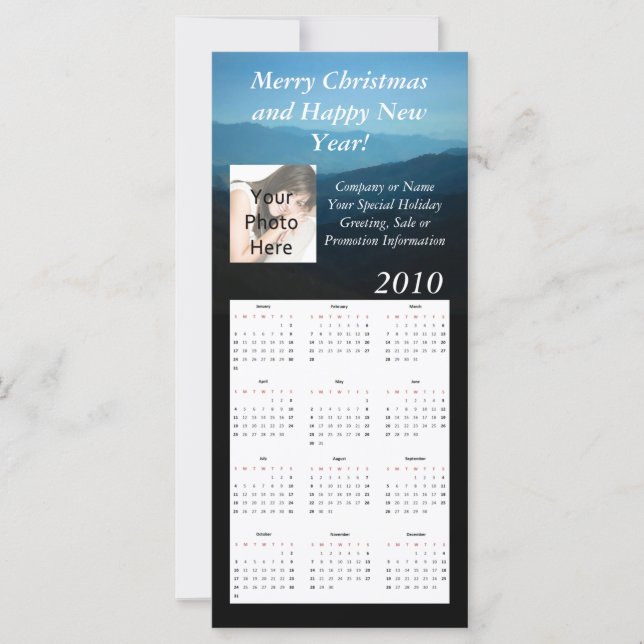 Custom Calendar Rack Card, Christmas/New Year (Front)