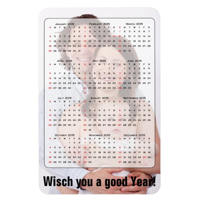 Custom Calendar + your own photo / backgr. / text Magnet (Vertical)