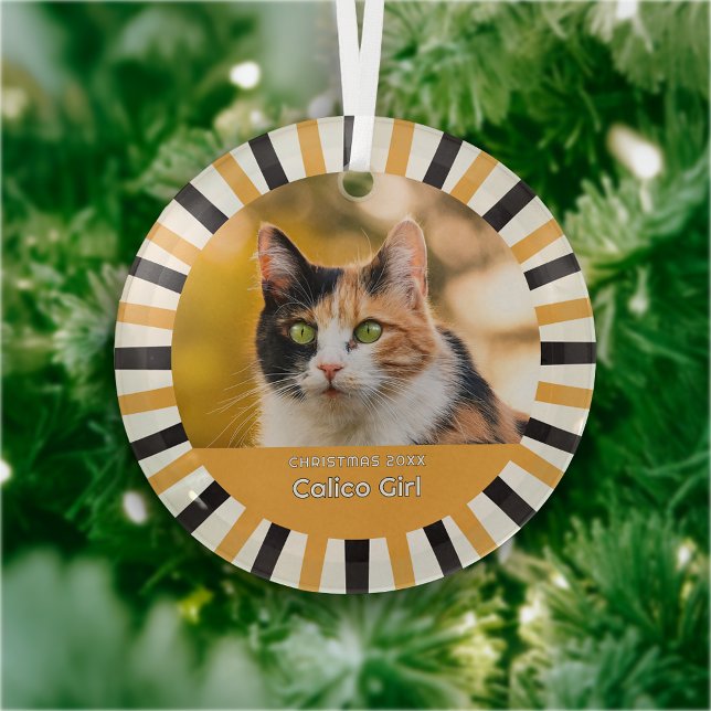 Custom Calico Cat Photo Glass Tree Decoration (Creator Uploaded)