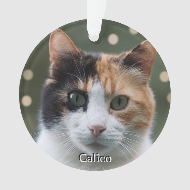 Custom Calico Cat Photo Personalised Ornament (Front)