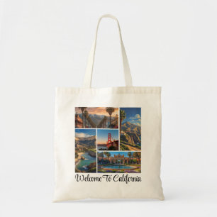 Custom California City Landmarks Photo Collage Tote Bag