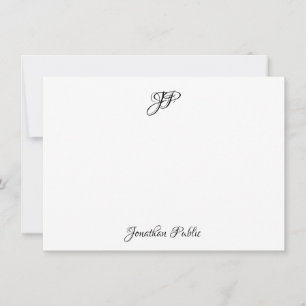 Custom Calligraphed Name Elegant Monogram Card