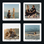 Custom Calligraphy Add Your Own Photo Coaster Set<br><div class="desc">A 4 piece set with the ability to personalise a different photo on each coaster against a white background. The theme is endless love, boundless friendship, limitless laughs, and countless memories in a romantic calligraphy script. Easily customise photo and message of choice. Makes a unique wedding gift, housewarming, anniversary, Christmas...</div>