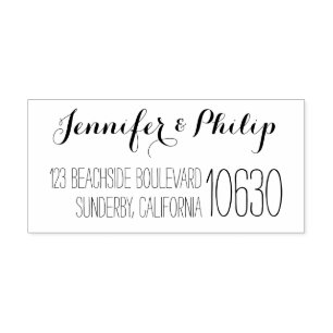 Custom Calligraphy Script Name And Address Rubber Stamp