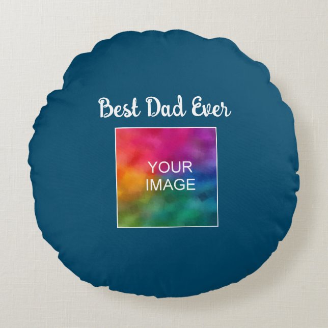 Custom Calligraphy Script Template Best Dad Ever Round Cushion (Front)