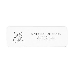 Custom Calligraphy Wedding Monogram Return Address Return Address Label