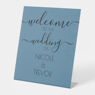 Custom Calligraphy Wedding Welcome Pedestal Sign