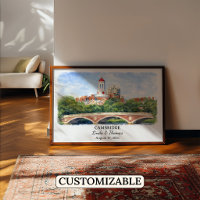 Custom Cambridge Wall Art, Massachusetts Poster