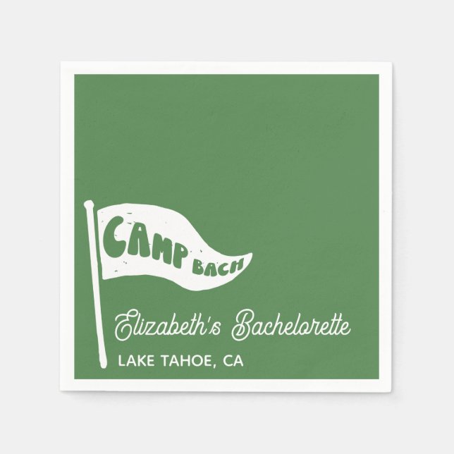 Custom Camp Bach Bachelorette Camp Flag Napkin (Front)