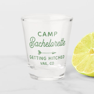 Custom Camp Bachelorette Getting Hitched Shot Glass