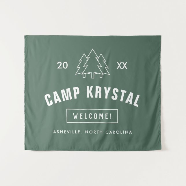 Custom Camp Bachelorette Party Backdrop Tapestry (Front (Horizontal))