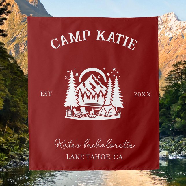 Custom Camp Bachelorette Party Camping Bridal Tapestry (Creator Uploaded)