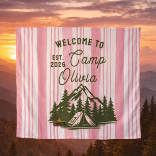 Custom Camp Bachelorette Pink Stripe Tapestry