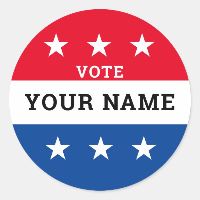 Custom Campaign Election Vote Classic Round Sticker (Front)