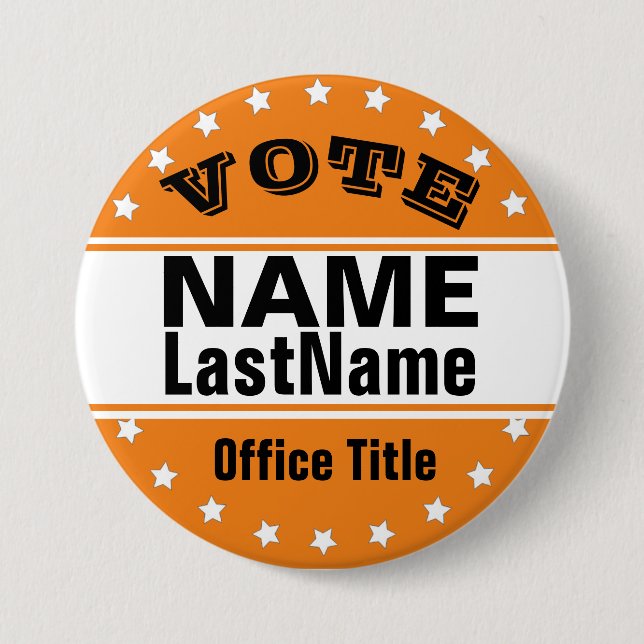 Custom Campaign Template Black / Orange 7.5 Cm Round Badge (Front)