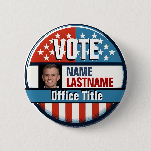 Custom Campaign Template Photo 6 Cm Round Badge (Front)