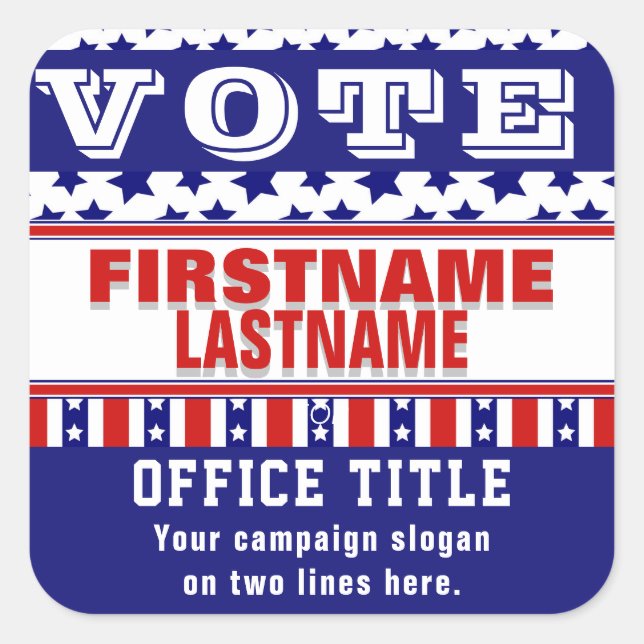 Custom Campaign Template Round Classic Round Stick Square Sticker (Front)