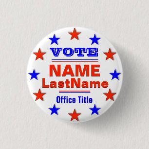 Custom Campaign Template with Stars 3 Cm Round Badge
