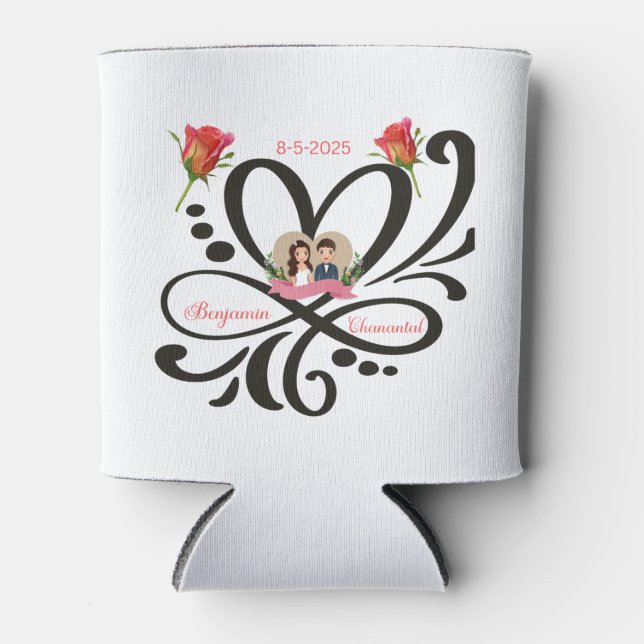 Custom Can Cooler, Wedding Favour, Anniversary Gif Can Cooler (Front)