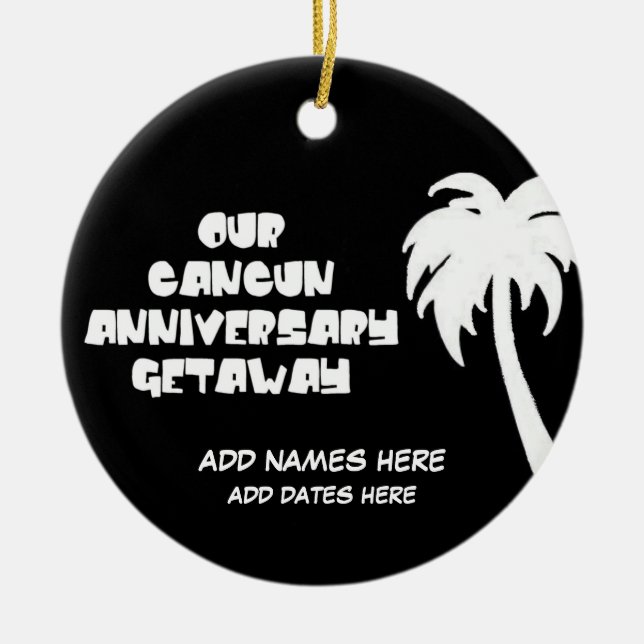 Custom Cancun Anniversary Gift Ceramic Tree Decoration (Front)