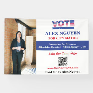 Custom Candidate Photo QR Code Political Campaign Banner