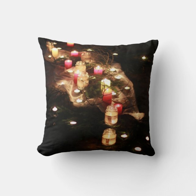 Custom Candle Glow Throw Pillow by Sotnichenko (Front)