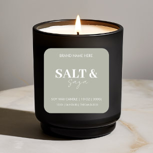 Custom Candle Label Sticker Saga Green