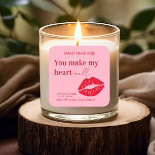 Custom Candle Red and Pink Valentines Square Sticker