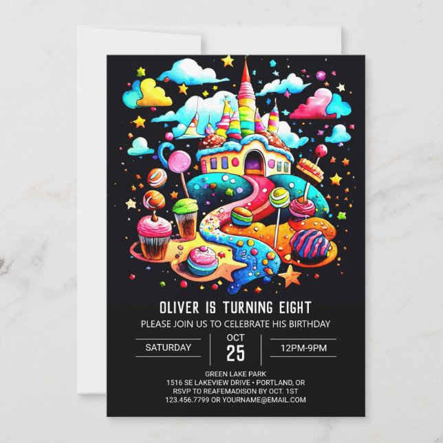 Custom Candy Birthday Invitation (Front)
