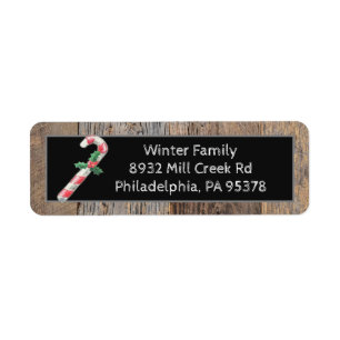 Custom Candy Cane Christmas Address Labels