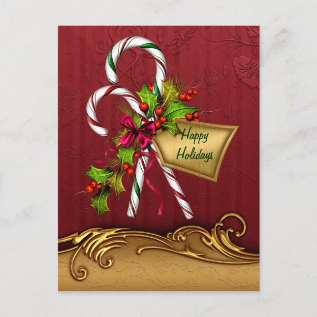 Custom Candy Cane Christmas Postcard (Front)