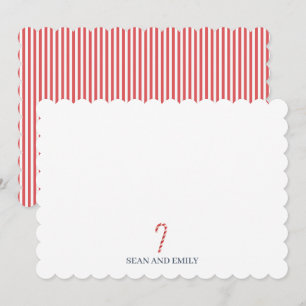 Custom Candy Cane Vintage Christmas Stationary Thank You Card