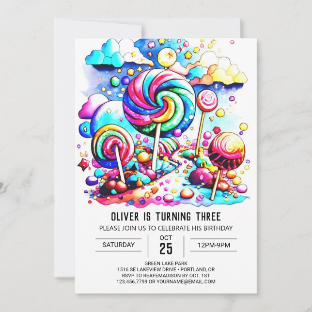 Custom Candy Sweet Chocolate Birthday Invitation (Front)
