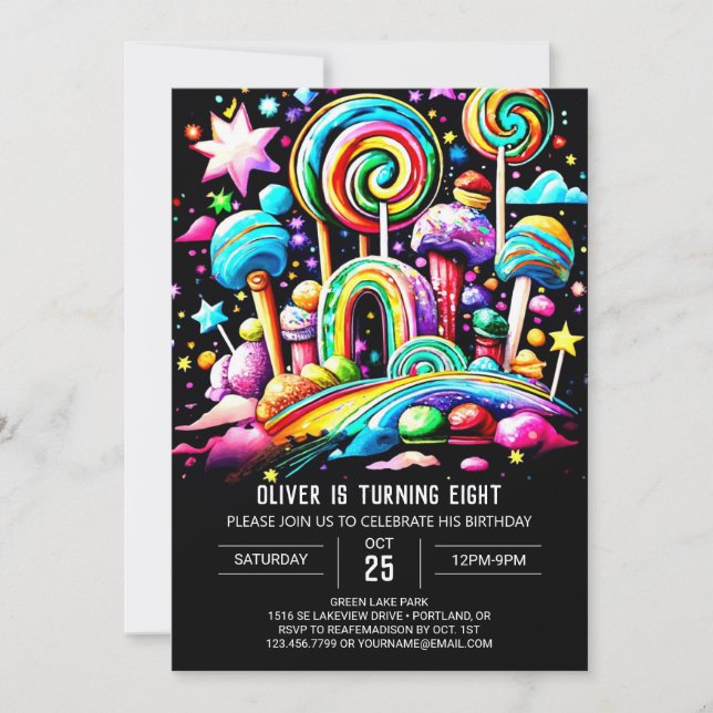 Custom Candy Wonderland Birthday Invitation (Front)