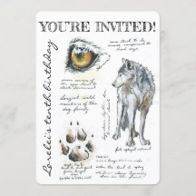 Custom Canis Lupus Wolf Illustration Invitation