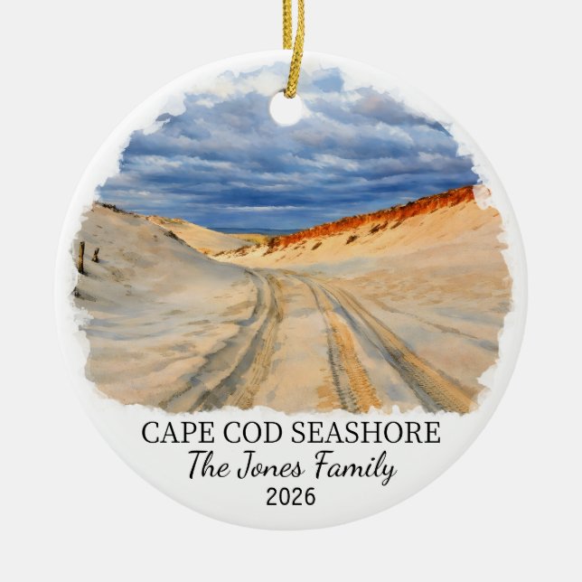 Custom Cape Cod National Seashore, Massachusetts Ceramic Ornament (Front)