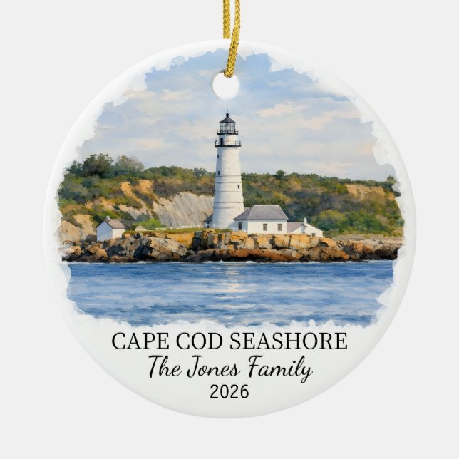 Custom Cape Cod National Seashore, Massachusetts Ceramic Ornament (Front)