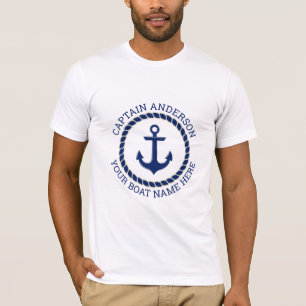 Custom captain and boat name anchor and rope  T-Shirt