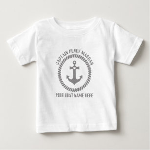 Custom captain and boat name anchor baby T-Shirt