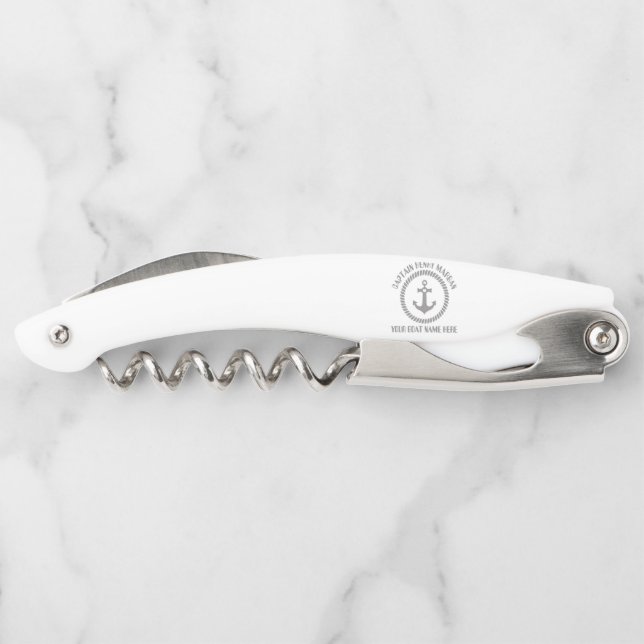 Custom captain and boat name anchor corkscrew (Back)